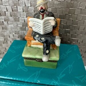 Emmett Kelly Jr Clown hinged Trinket box Signed by him